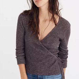 Madewell Ballet Wrap Top in Heather Brown Size S NWT $49.50 Style K1743